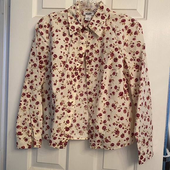 Ann Taylor Button Up Long Sleeve Cotton Floral Button up Blouse 4p - Picture 2 of 9